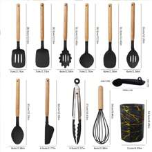 Silicone Kitchen Utensil Set - 12pcs Cooking Utensils Set With Holder Turner Spatula Ladle Tongs Whisk For Non-Stick Cookware, Heat Resistant Kitchen Utensil Set Kitchen Gadgets