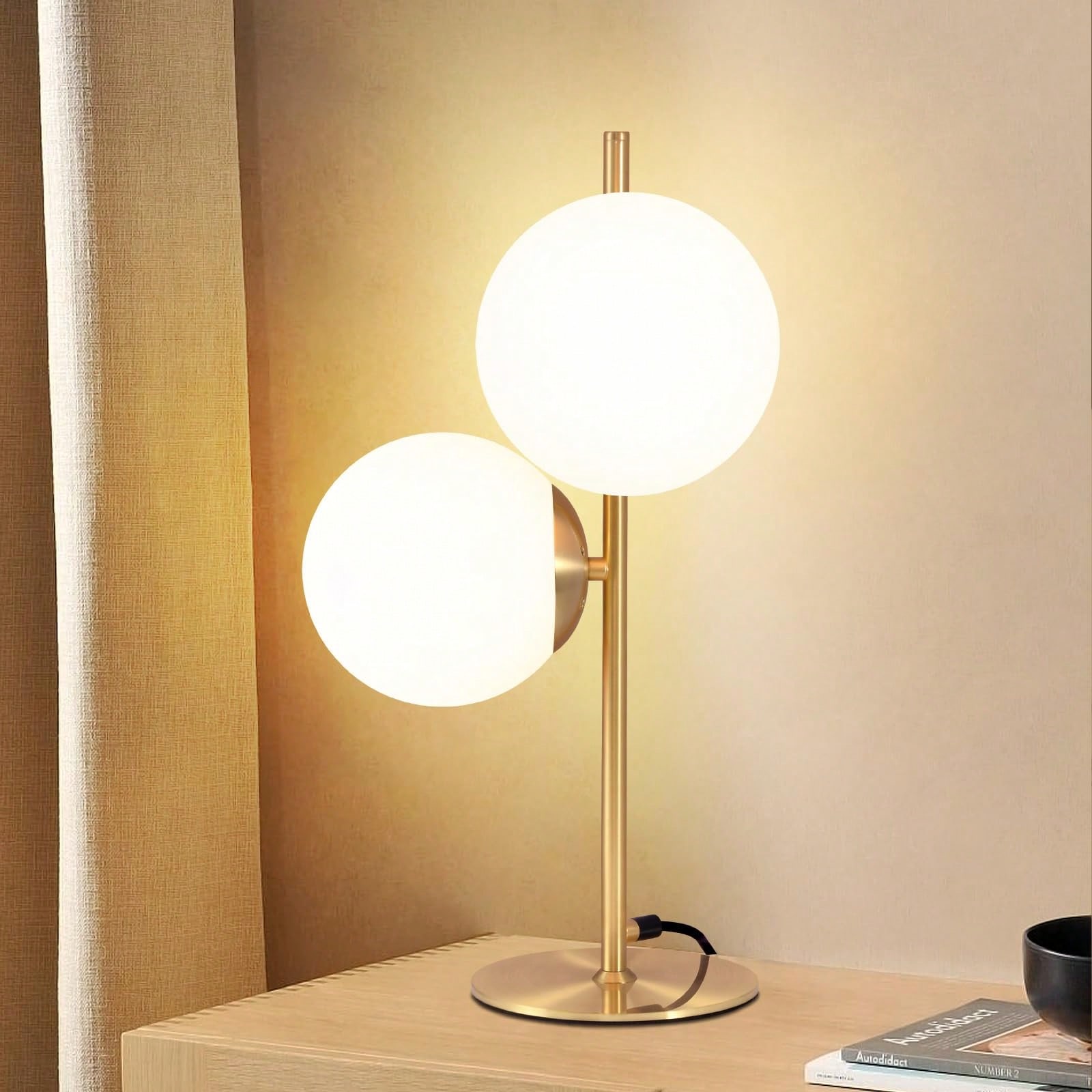 Tischlampe Wohnzimmer Modern Nachttischlampe - Industrial Tischleuchte 2 Flammig mit Schalter Metall Design aus Weiß Glas Nachttischleuchte Messi - ZMH - Modalova