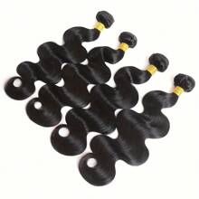 Body Wave 巴西真人发束，适合女士 - 100% 未加工的原生发编织接发，耐用且柔韧的双纬，舒适的真发束 - 适合所有人，1/3/4 束 - Natural Black - 查看 3