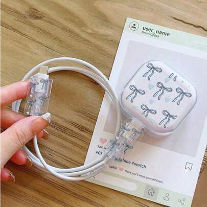 حافظة واقية متوافقة مع كابل بيانات الهاتف 16/15/14/13 بتصميمات الربطة الفراشية والقلب والزهرة والحيوان، محول شحن سريع 20 واط مع غطاء مضاد للانحناء، بدون بطارية، صندوق واقي، مناسب كهدية للأصدقاء