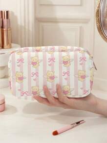 Bear Pattern Corduroy Makeup Bag, Lightweight Zipper Cosmetic Storage Bag Sweet Style Versatile Toiletries Organizer, Gift For Girls Women Friends,Travel Portable Cosmetic Storage Bag Holiday Essentials Holiday Travel Essentials Travel Bag Travel Accessories