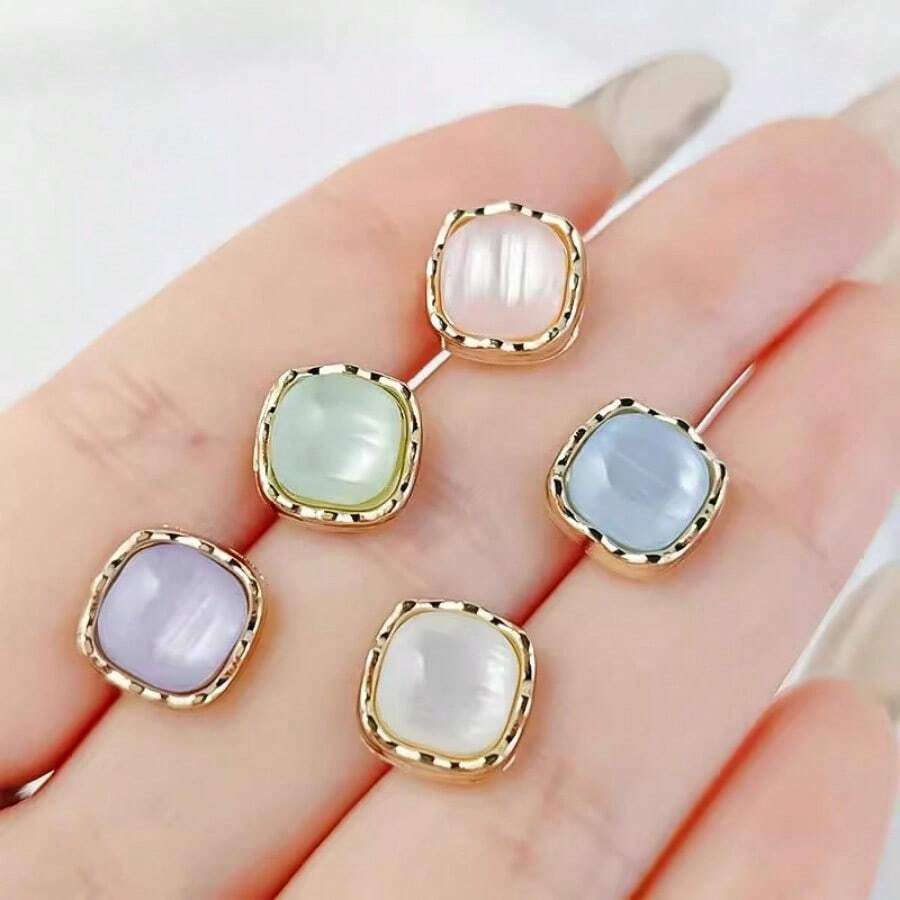 10 Pcs Square Cat-Eye Metal Buttons For Knit Cardigans, Shirt Collars & Dresses – Premium Stylish Apparel Decor
