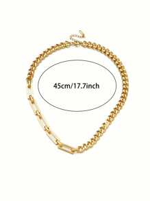 Collar elegante chapado en oro de acero inoxidable, diseño de moda minimalista y lujoso, cadena vintage versátil, ideal para el uso diario, el streetwear, las vacaciones y las fiestas de las mujeres. - Amarillo Oro - Ver 8