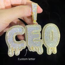 Plus Size Teardrop Cubic Zirconia Custom Letter & Number Hip-Hop Men's Pendant Necklace, Shiny &,Gold,Stylish,Colorful,Vintage,Simple,Unisex,Casual,Cuties,Custom,Personalized,Unique,Ideal Gifts For Him,Ideal Gifts For Her,Her,Boyfriend,Girlfriend,Dad,Mom,Family,Friends,For Anniversaries,For Birthdays,For Graduation,For Prom,For Party