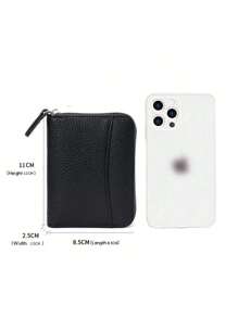 女士短款钱包，RFID防盗拉链钱包，时尚PU皮钱包，大容量零钱包，迷你钱包，RFID钱包，卡包钱包 - 黑色 - 查看 3