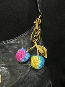1 Pç. Chaveiro com Pingente de Bolsa de Cereja Borgonha - Pingente de Cereja, Maçã, Pêra, Morango, Acessórios para Carro, Chaveiro, Presentes para Mulheres, Presentes de Natal para Mulheres, Bolsa de Dia dos Namorados, Presentes para Mulheres, Presentes de Verão para Damas de Honra