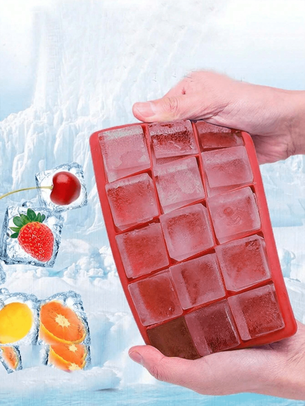 Rote Silikon-Eiswürfelformen, quadratische Eiswürfelform, leichte Entnahme & antihaftend, perfekt zum Herstellen von Getränke-, Cocktail- und Kaffeeeiseswürfeln, geeignet für Zuhause, Bar & Party, flexibel, spülmaschinenfest & leicht zu reinigen, gleichmäßige, kristallklare Eiswürfel, geeignet zum Einfrieren von Wasser, Saft und anderen Getränken, stapelbares Design für effiziente gefrorene Lagerung, unverzichtbares Küchen- & Bar-Zubehör, Sommer-Eiswürfelformen & -Behälter, Sommer-Küchenzubehör