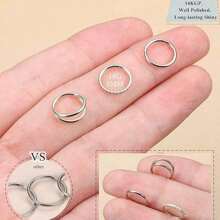 3 chiếc khuyên mũi đôi bằng thép không gỉ 316L - 16G/18G/20G, có khớp nối, đính đá Zirconia, dùng cho vách ngăn mũi, môi, sụn tai, vành tai, vành tai ngoài - 7mm/8mm/10mm - Thép - Xem 2