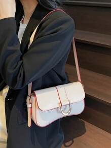 Fashion PU Leather Shoulder Bag, Underarm Bag - Beige - View 7