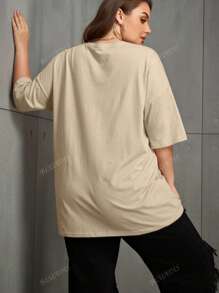 Blusa estiva casual ampia con stampa leopardata e ciliegie in stile streetwear, maglietta ampia in CVC taglie comode per donne, maglietta ampia e comoda a maniche corte in taglie comode per attività sportive, blusa estiva ampia color cachi in taglie comode per donne, maglietta estiva ampia in taglie comode per donne