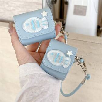 海洋可爱皮革翻盖耳机盒带手带，适用于 Apple Air Pods Pro 2/Air Pods Pro/Air Pods 3/Air Pods 2/Air Pods 4