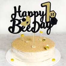 1 pieza Decoración para pastel Abeja feliz Día de la Torta Tóper de abeja feliz Decoración para pastel de fiesta de cumpleaños con temática de abeja Suministros de decoración para fiestas de cumpleaños - Multicolor - Ver 10