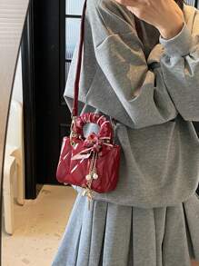 Dedoo Niche 高端 Dafei 女款包 2026 時尚輕奢熱銷新款刺繡包，手提包、單肩包與斜挎包，適用於度假、旅行、通勤、送禮、派對、新娘包 - 紅色 - 查看 3