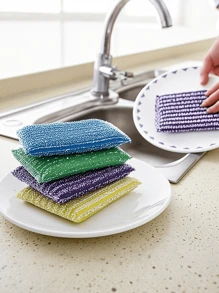 Four-Packing, Kitchen Dishwashing Sponge, Pot Brush Artifact, Household Double-Sided Cleaning Sponge Wipe, Scrubbing Pad, Kitchen Scrubbing Sponge, Cleaning Supplies, Cleaning Tools, Back-To-School Supplies