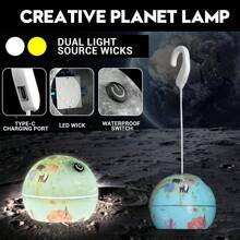 [Creative Planet Lamp] 3-Color Light Source + Type-C Fast Charging No-Installation Hook Design ▎Waterproof For Rainy Days Use Bedroom/Camping Atmosphere Artifact