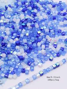 4mm 100pcs/Lot Pink Purple Cube Czech Crystal Glass Beads Cube Square Glass Loose Space Beads For Jewelry Making DIY Handmade