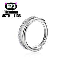 1 pièce Boucle d'oreille/Clou de nez/Anneau de lèvre polyvalente en titane G23 hypoallergénique, style unisexe INS avec micro-incrustation de zirconium, bijou de piercing