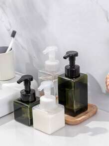 1pc/2pcs Square Plastic Pump Bottle, Bath Shower Gel Shampoo Storage Empty Bottle, Home Use Liquid Soap Foaming Dispenser, Facial Cleanser Foaming Pump Bottle