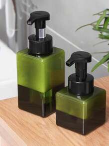1pc/2pcs Square Plastic Pump Bottle, Bath Shower Gel Shampoo Storage Empty Bottle, Home Use Liquid Soap Foaming Dispenser, Facial Cleanser Foaming Pump Bottle