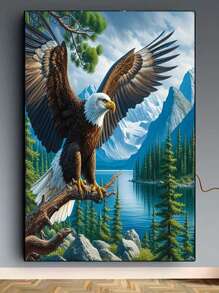 1 件 5D DIY 全钻钻石画套件，无框架，大型亚克力鹰风景画布，适用于家庭卧室、入口、书房、浴室墙壁装饰、放松工艺活动、理想礼物 - 彩色 - 查看 4