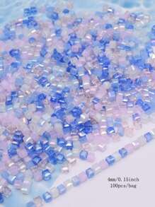 4mm 100pcs/Lot Pink Purple Cube Czech Crystal Glass Beads Cube Square Glass Loose Space Beads For Jewelry Making DIY Handmade