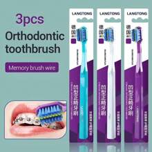 3pcs/Set Adult Orthodontic Toothbrush, Soft Nylon Bristles With Protective Cover, Gentle Cleaning For Oral Health Care - Multicolor - View 5