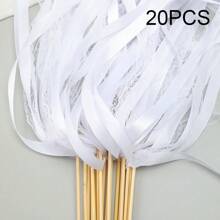 20pcs Ribbon Wands With Lace Ribbons And Bell ,Wedding Birthday Party Decoration ,Carnival Celebration Photography Props - Multicolor - View 8