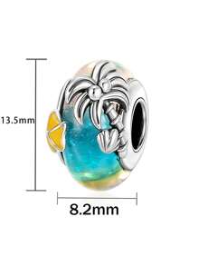 1pc Casual Vacation Style Beach Coconut Tree, Shell, Glass Zirconia Beaded Gift - Yellow Blue - View 2