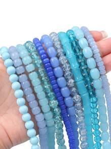 20pcs Blue Series Glass Beads - Round Beads, Bamboo Beads, Gradient Beads And Other Styles To Choose -Glass Loose Spacer Beads For Jewelry Making DIY Bracelet Necklace Accessories