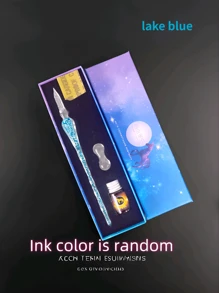 1 Set de pluma estilográfica de cristal, regalo de negocios, pluma de muestra, premio de actividad escolar, incluye pluma estilográfica, tinta, soporte para pluma, adecuado para aprendizaje, oficina, escritura de arte DIY, regalo de cumpleaños, regalo de regreso a clases