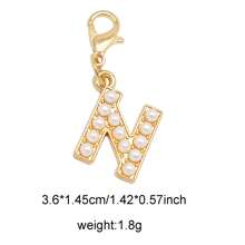 2Pcs Gold Color Letter Alloy Pendant With Faux Pearls Alphabet Charm Women Ladies Bag Clothes DIY Craft Decor A - Z