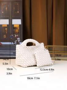 Geantă mini coș țesătă manual, geantă de mână asortată mamă-fiică, posetă la modă pentru femei