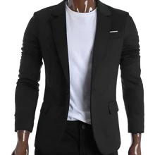 Men's Slim Blazer In Lightweight Fabric – Ideal For Spring And Summer - 黑色 - 查看 2