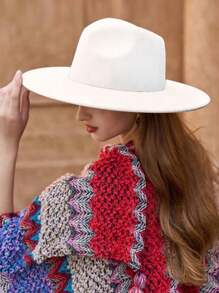1 pieza Sombrero de bolos de unicolor, estilo retro bohemio casual de palacio, nuevo estilo europeo y americano de verano, sombrero fedora de fieltro de lana unisex de talla grande para viajes al aire libre, sombrero de moda apto para uso diario, calle, campamento
