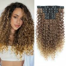 Extensiones de cabello sintético resistente al calor de 66 cm (26 pulgadas) con rizos crespos, con doble trama y 16 clips, ideal para cabello largo rizado, set de 6 piezas - Multicolor - Ver 16