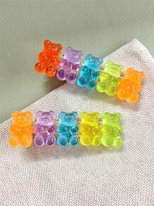 1个可爱甜美的六只小熊鳄鱼发夹/条形码发夹/果冻发卡，米老鼠耳朵发带头巾发箍吸汗带，秋冬季女士度假装扮优雅围巾头巾 - 彩色 - 查看 2