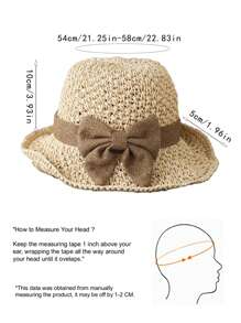Elegant French Style Sun Hat For Women - Hand-Woven Linen Bucket Cap With Retro Ruffle Brim And Bowknot, Breathable, Foldable Travel Beach Hat With No Feathers, Elastic And Washable - Multicolor - View 7