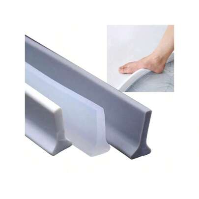 2 39.37-Inch Bathroom Water Stop Strip, Fixed Strip, Self-Adhesive Shower Dam Flood Barrier, Wet And Dry Separation Baffle, Bathroom, Shower Door And Kitchen Countertop, Soft, Self-Cutting To Meet The Needs Of Different Lengths