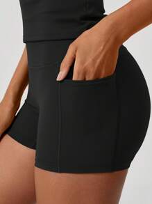 NcmRyu 女士纯色简约弹力无缝短袖短裤运动套装