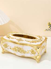 1 件复古玫瑰纸巾盒、家居装饰、家居用品、桌子、家居装饰、家居整理和储存、房间装饰、卧室房间装饰、厨房配件、厨房工具、厨房整理器、旅行、节日、纸巾盒架、餐巾架、节日家庭聚会、厨房餐桌装饰、家庭厨房卧室客厅餐厅、家居装饰配件、装饰盒、女性婚礼礼物、夏季旅行节日必备品 - 金白色 - 查看 5