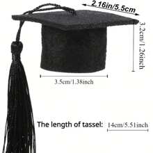 5pcs/10pcs Mini Graduation Cap With Tassel, Made Of Polyester Fiber, No Power Requirement, No Feathers, Suitable For Graduation Party Decoration, Bottle Decor, Celebration Accessories - Multicolor - View 4
