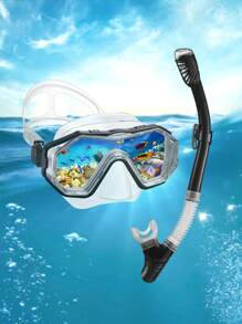 Snorkeling Mask Set With Breathing Tube, 180-Degree Wide View Anti-Fog Swimming Goggles, Adjustable Strap Waterproof Diving Mask - Multicolor - View 19