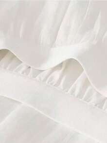 Plus Size Women's Spring/Summer Skirt, Women Elastic Waist Casual Solid Color Mid-Length Chiffon A-Line Skirt, With Lining, Elegant Fitted Slimming, Suitable For Spring/Summer Casual, Work, Vacation Wear