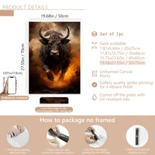 1 pieza Arte moderno de pared en lienzo - Impresión de un toro furioso blanco, póster decorativo, material de lienzo de alta calidad, con o sin marco, decoración de dormitorio universitario, apartamento, regalos para decoración de pared en hotel, hogar, sala de estar, dormitorio, baño y oficina