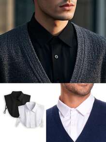 2 件假领子，可拆卸假领，男士半衬衫，仿假领子，男士，流行配饰。