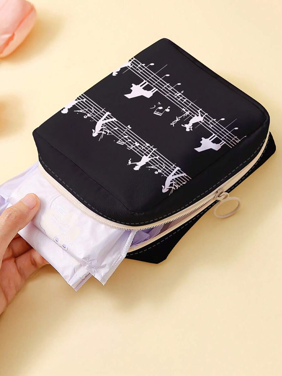 Random Pattern Sanitary Pad Storage Bag, Cosmetic Pouch, Portable Makeup Case For Back To School, Study, Shopping Discounts, Classroom, Cover