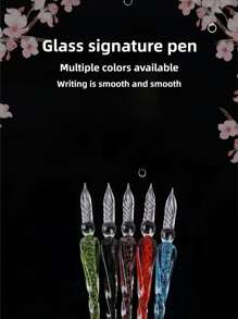 1 Set de pluma estilográfica de cristal, regalo de negocios, pluma de muestra, premio de actividad escolar, incluye pluma estilográfica, tinta, soporte para pluma, adecuado para aprendizaje, oficina, escritura de arte DIY, regalo de cumpleaños, regalo de regreso a clases