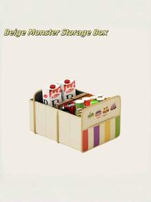 1pc Cute Cartoon Series Foldable Large Capacity Waterproof PU Leather Material Storage Box, Clothes Storage Box Foldable Wardrobe Storage Box Storage Box With Durable Handle, Thick Fabric For Clothes, Blankets, Quilts, Sheets, Pillows And Toys Decoration Autumn Decoration Holiday Decoration Room Decoration Home Decoration Autumn Decoration Bedroom Decoration Organizer Storage Box Travel