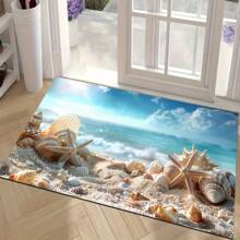 1 pezzo Tappetino antiscivolo in silicone con stampa di conchiglie e stelle marine, tappeto da bagno, tappetino doccia in piedi, tappetino da bagno elegante per la lavanderia, vassoio doccia lavabile e carino, accessorio per la decorazione della casa, adatto per soggiorno, camera da letto, cucina, ingresso, idea regalo per la casa