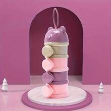 3/4层熊式便携式食品盒、婴儿奶粉分配盒、可堆叠便携式婴儿喂食器、防漏婴儿奶粉分配器、带挂环的彩色熊便携式分配盒，方便外出喂食。 - 彩色 - 查看 10